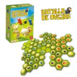 Caja del juego Batalla de Ovejas de Lúdilo con ovejas y losetas de pasto.