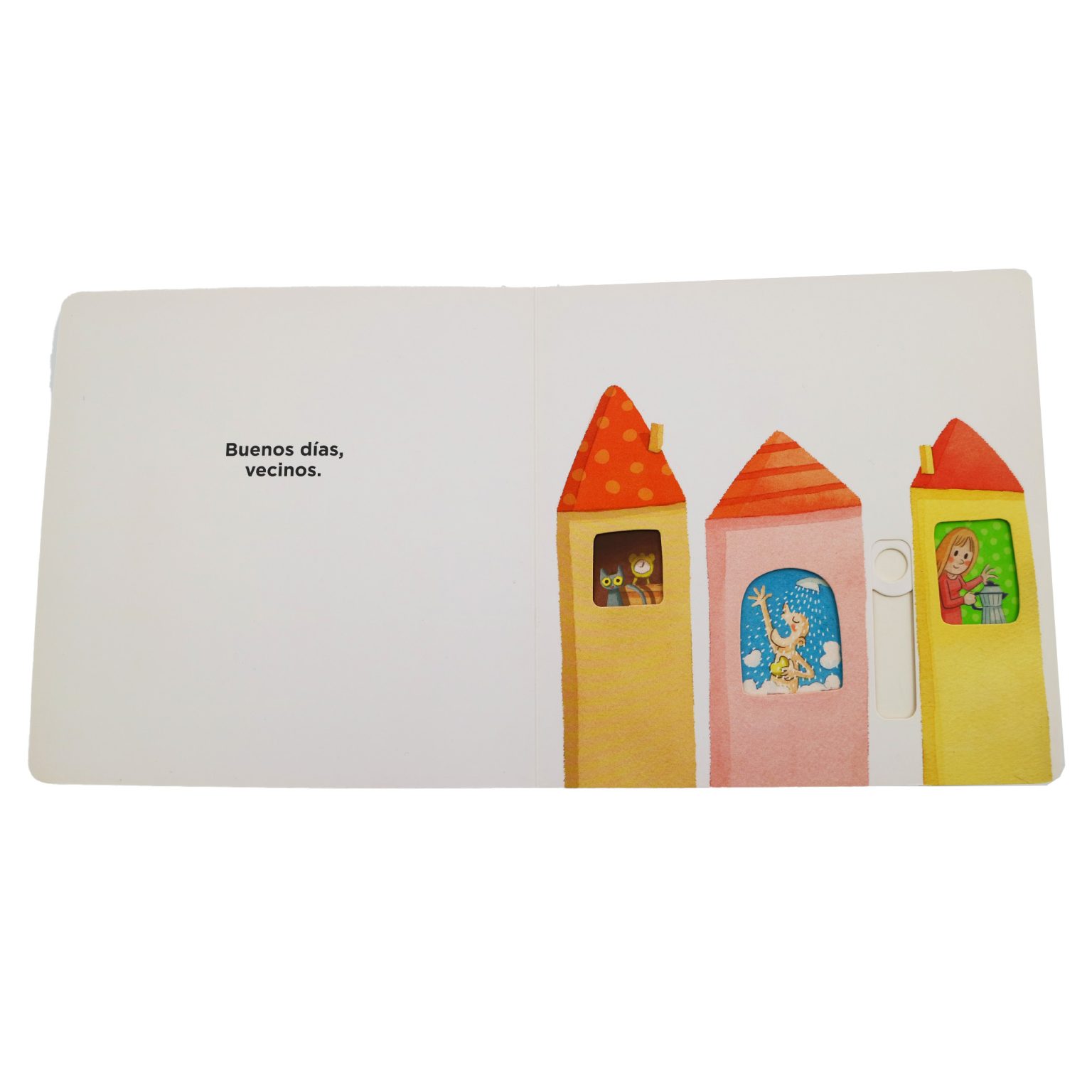 Página interior con solapa: aparece un animal despertando cuando se levanta la solapa.