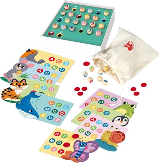 Juego de mesa educativo Bingo Alfabeto Goula en partida con varios niños.