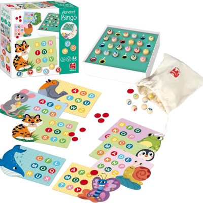 Juego de mesa educativo Bingo Alfabeto Goula en partida con varios niños.