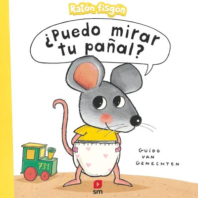 Portada del libro “¿Puedo mirar tu pañal?” con Ratón y un pañal animado.