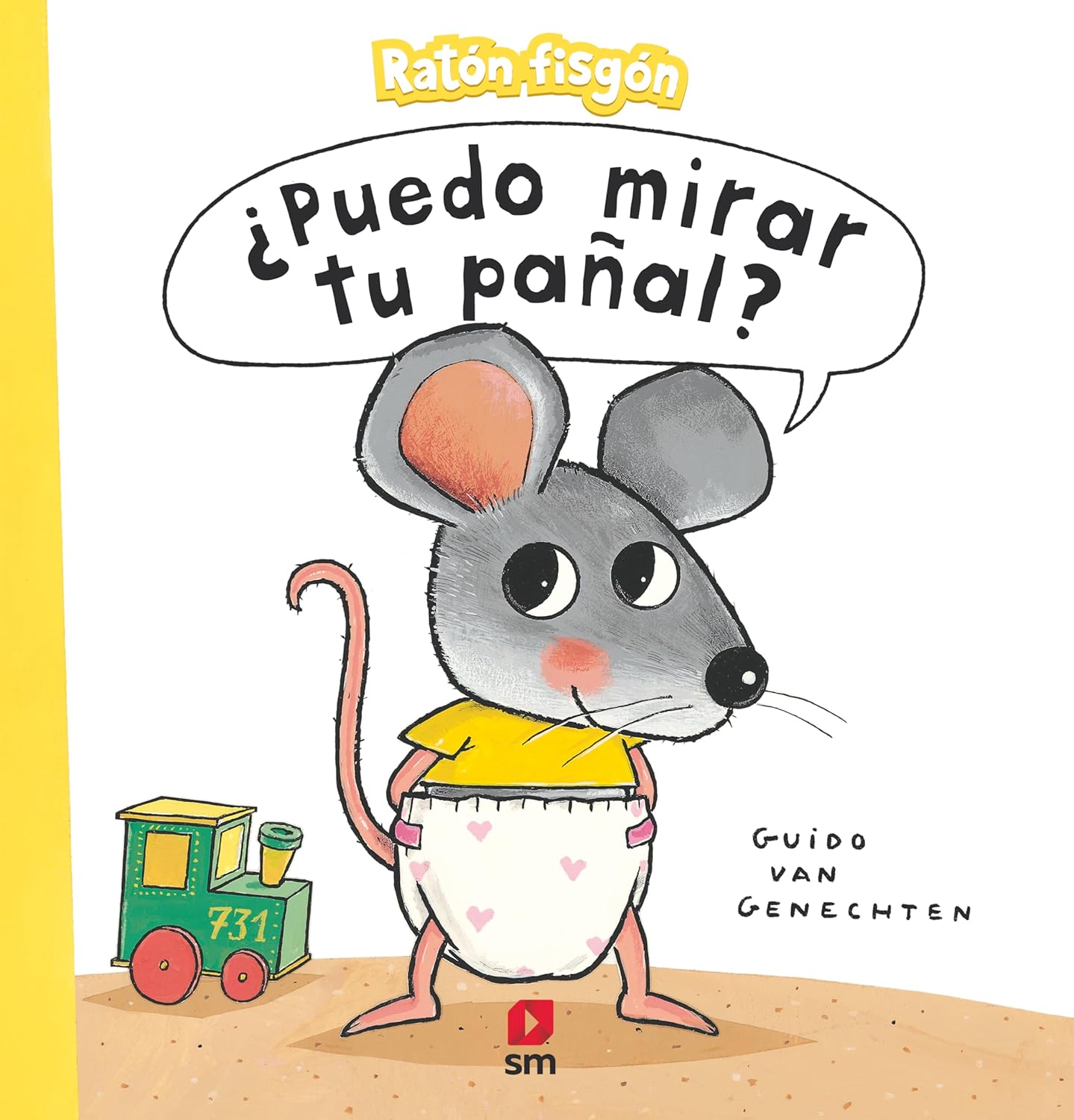 Portada del libro “¿Puedo mirar tu pañal?” con Ratón y un pañal animado.