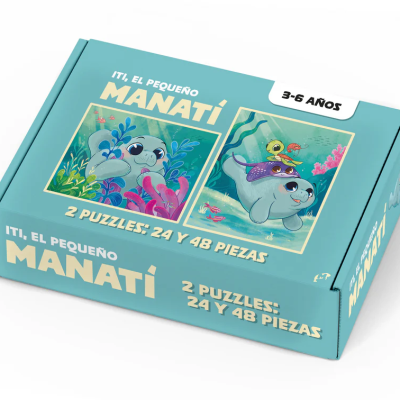 Detalle de las piezas del puzzle Iti con temática marina.