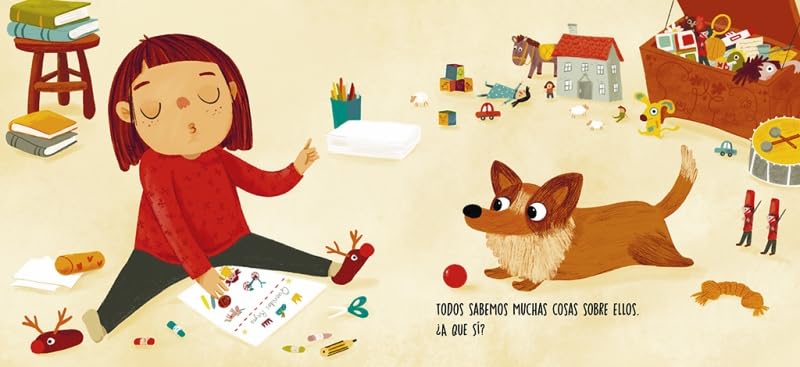 Ilustración interior del álbum: la niña protagonista sosteniendo su carta para los Reyes Magos.