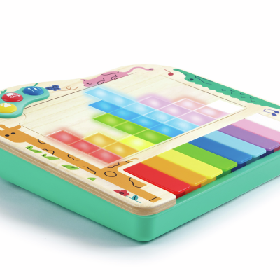 Pixel Piano Hape E0635 con pantalla de píxeles iluminada y teclas de colores.