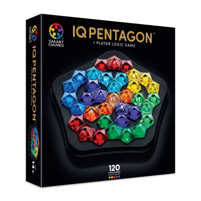 IQ Pentagon SmartGames – tablero pentagonal con piezas translúcidas.