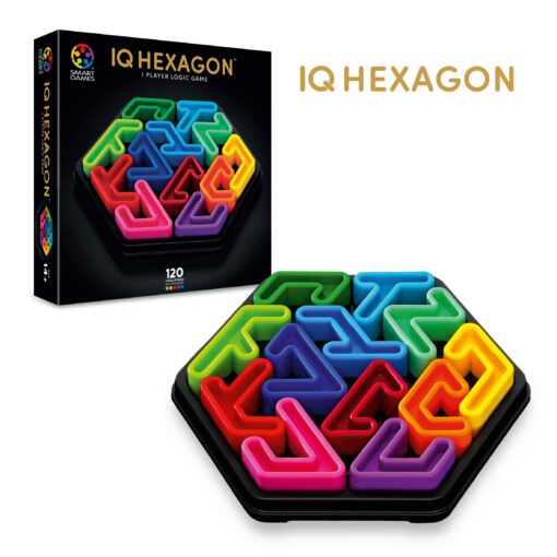 Juego de lógica portátil IQ Hexagon, ideal como alternativa digital.