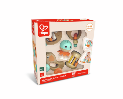 Set Sensorial_hape4.jpg Set Sensorial Hape E0125: 5 juguetes de madera para bebé.