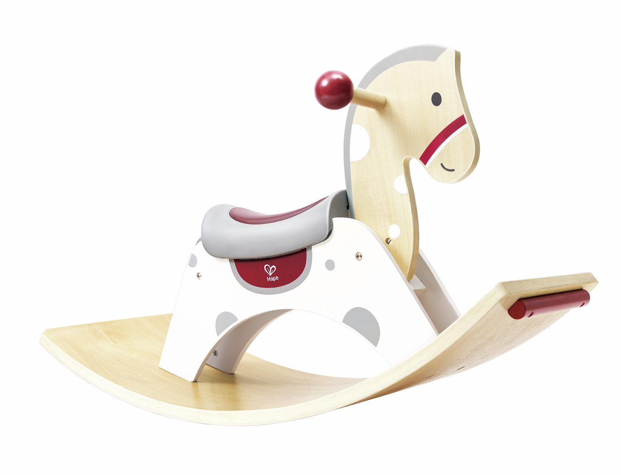 Hape Caballo Balancín E1203 con base curva de madera.