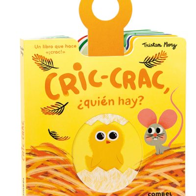 Portada del libro “Cric-Crac, ¿Quién hay?” con un huevo dibujado y la palabra “cric-crac”.