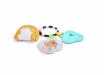 Juego Sensorial ABC Hape con mordedor, sonajero y peluche en aro blanco-negro.