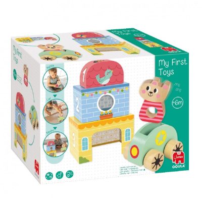 My First Toy Goula: set de iniciación con sonajero, coche y bloques para bebés.