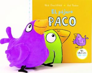 Portada del cuento “El pájaro Paco” con ilustración de un pájaro amarillo y su hermano Pico.