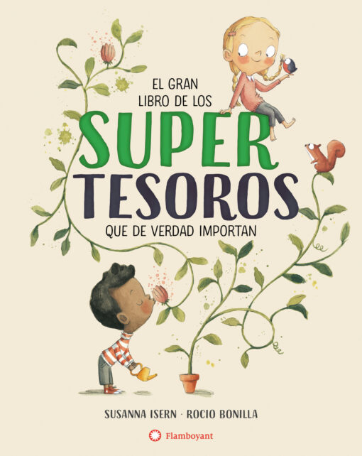 Página abierta del libro infantil ilustrado El gran libro de los supertesoros con ilustraciones y texto sobre “supertesoros”