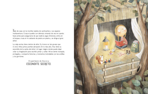 Página abierta del libro infantil ilustrado El gran libro de los supertesoros con ilustraciones y texto sobre “supertesoros”